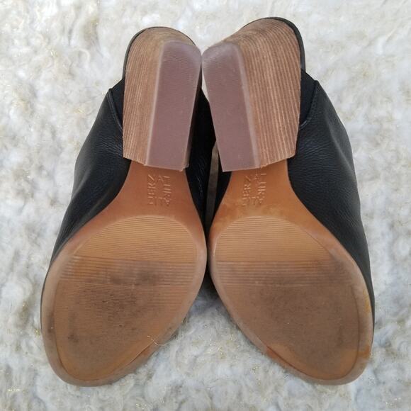Black Heeled Mule Naturalizer Sloan Size 9 Leather Open Toe Slide Slip On VGUC - Picture 10 of 14